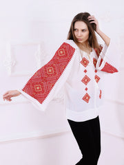 Banat Blouse - White-Colored Fabric-FLORII-