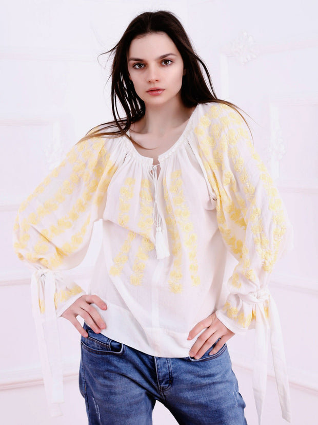 Cherry Blossom Blouse - White-Colored Fabric-FLORII-