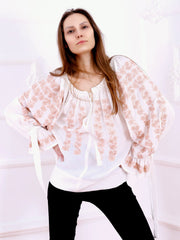Cherry Blossom Blouse - White-Colored Fabric-FLORII-XS-Pastel Biege