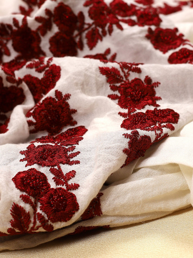 Cherry Blossom Blouse - Ecru-Colored Fabric-FLORII-XS-Marsala Red
