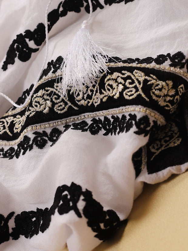 Sibiu Blouse - White-Colored Fabric-FLORII-XS-Black-Golden-Thread