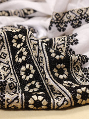 Flower Path Blouse - White-Colored Fabric-FLORII-XL-Black/Golden Thread