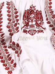 'I Love You' Blouse - White-Colored Fabric-FLORII-XL-Marsala Red/Golden Thread